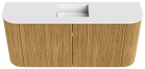 Mondiaz Joya 95cm toiletmeubel ronding links/rechts oak met wastafel faye midden 1 kraangat talc