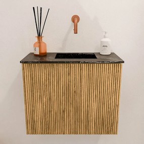 Mondiaz Joya DLux 50cm toiletmeubel oak met wastafel faye rechts zonder kraangat lava