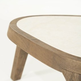 Salontafel Hout Met Marmer 60x51 Cm - 60 X 51cm.