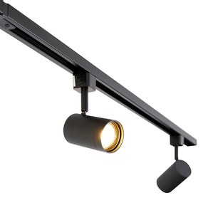 Smart railsysteem met 6 Spot / Opbouwspot / Plafondspots zwart 1-fase 200cm - Iconic Jeana Modern GU10 rond Binnenverlichting Lamp