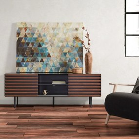 Kave Home Kesia Mat Grijs Tv-meubel Met Walnoot - 162x45x58cm.