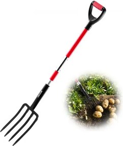 VEVOR mestvork, 4-punts hooivork met glasvezel handvat, 1150 mm mestvork, Y-handvat mestvork, gesmede stalen spitvork voor hooi, aardappelcompostering, verplanten en beluchting