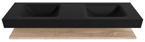 Zaro Alan badmeubel 160cm met planchet washed oak en vrijhangende wastafel cloud dubbel 2 kraangaten urban