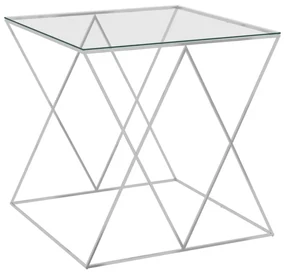 vidaXL Salontafel 55x55x55 cm roestvrij staal en glas zilverkleurig