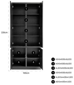 Richmond Dichte kast Oakura 2x2-deuren 40 cm cm - Eiken hout - Richmond Interiors