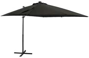 vidaXL Zweefparasol met paal en LED-verlichting 250 cm zwart