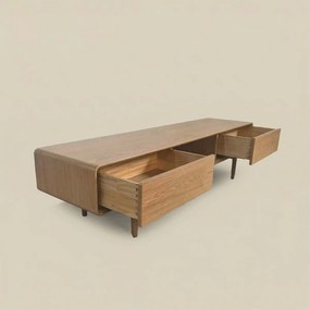 Eiken Tv-meubel Met Ronde Hoeken - 180x45x45cm.