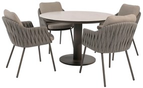 Taste by 4 Seasons Cannes tuinset terre met Sarah tafel 120 cm Tuinstoel   bruin weerbestendig