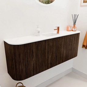 Mondiaz Joya 115cm toiletmeubel ronding links/rechts walnut met wastafel faye midden 1 kraangat talc