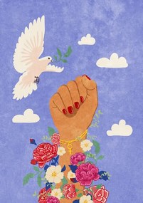 Ilustratie Feminist Fist, Raissa Oltmanns