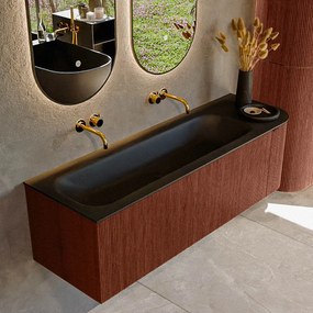 Mondiaz Kurve 145cm badmeubel ronding rechts ruby met 1 lade en deur en wastafel big large links zonder kraangat urban