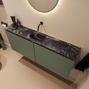 Mondiaz Ture DLux toiletmeubel 120cm army met wastafel lava midden zonder kraangat