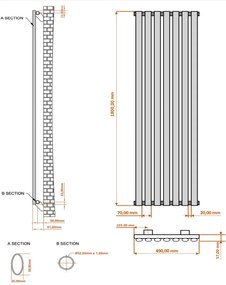 Eastbrook Tunstall radiator 50x180cm 644W chroom