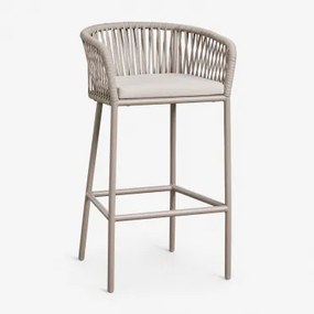 Arhiza Hoge Kruk Met Armleuningen In Gevlochten Touw Moka Bruin & ↑75 Cm - Sklum