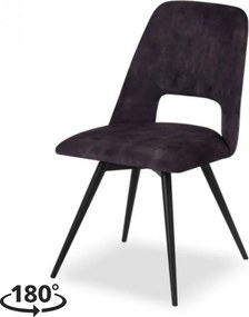 Eetkamerstoel - Malmo - Draaibaar - stof Velours Adore Donkergrijs