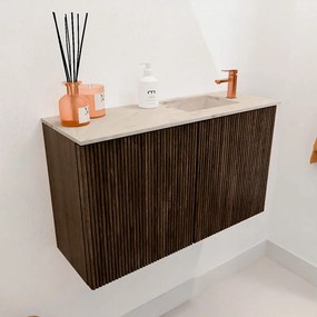 Mondiaz Joya DLux 70cm toiletmeubel walnut met wastafel faye rechts 1 kraangat frappe