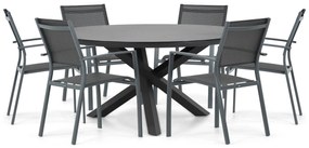 Tuinset Ronde Tuintafel 6 personen 150 cm Aluminium Grijs  Lifestyle Garden Furniture Sella/Livorno