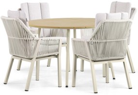 Tuinset Ronde Tuintafel 4 personen 125 cm Aluminium/Rope Taupe  Lifestyle Garden Furniture Verona/Matale