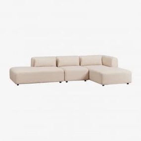 Rechtsmodulaire 3-delige Chaise Longue Bank Met Divan Fogler Teddystof Crème Beige - Sklum