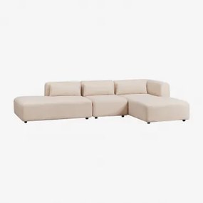 3-delige Modulaire Chaise Longue-bank Rechts Met Fogler Chaise Longue Chenille Crème Beige - Sklum