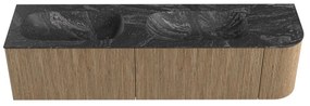 Mondiaz Kurve-dlux 175cm badmeubel ronding rechts dusk met 2 lades en 1 deur en wastafel stor small dubbel/links zonder kraangat lava