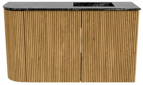 Mondiaz Joya DLux 70cm toiletmeubel ronding links oak met wastafel faye rechts zonder kraangat lava