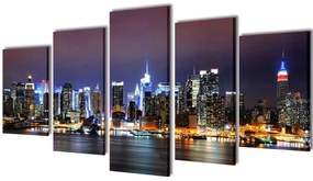 vidaXL Canvasdoeken kleurrijke New York skyline 100 x 50 cm