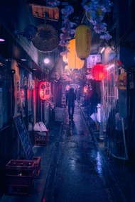 Kunstfotografie Tokyo Blue Rain, Javier de la, (26.7 x 40 cm)