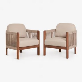 Set Van 2 Tuinstoelen Van Acaciahout En Gevlochten Touw Serel Licht Zandbruin - Sklum