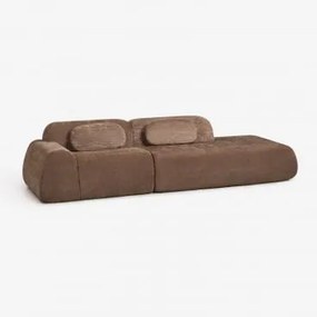 Modulaire Hoekbank Van 2 Delen Met Rechter Divan In Vacuüm Verpakte Chenille Merida Chenille Karamelbruin - Sklum