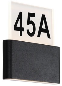 Buiten wandlamp zwart incl. LED met huisnummers IP54 - Kandi