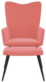 vidaXL Relaxstoel met voetenbank fluweel roze