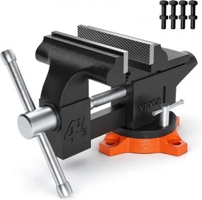 VEVOR bankschroef van 11,5 cm, 240° draaibaar, gemaakt van sferoïdaal gietijzer, geschikt voor pijpen met een diameter van 1,5-4,5 cm, bekopening van 8,5 cm. Ideaal voor slijpen, afwerken, snijden, enz.