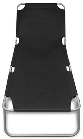 vidaXL Ligbed inklapbaar gepoedercoat staal zwart