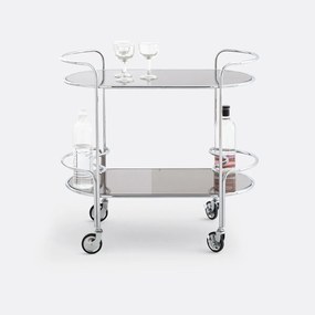 Dressoir van gerookt glas en verchroomd staal Vincenzo