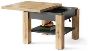 CLEO artisan eiken/antraciet, uitschuifbare salontafel