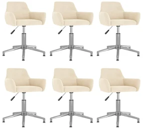 vidaXL Eetkamerstoelen draaibaar 6 st fluweel crèmekleurig
