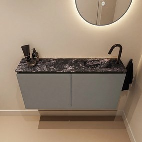 Mondiaz Ture DLux toiletmeubel 100cm smoke met wastafel lava rechts met kraangat