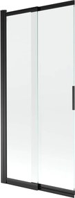 Mexen Fox tweedelige verschuifbare badwand 85 x 150 cm, transparant, zwart - 891-085-002-70-00