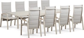 Tuinset 8 personen 200 cm Aluminium Taupe Lifestyle Garden Furniture Essence/Tivario