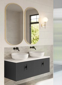 Muebles Ezra badmeubel ribbelfront 120cm antraciet mat met wit toppaneel zonder waskom
