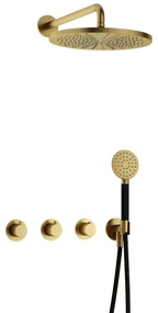 Hotbath Cobber IBS70 inbouwdouche met ronde handdouche en 30cm hoofddouche geborsteld messing PVD