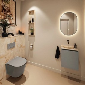 Mondiaz Ture DLux toiletmeubel 40cm smoke met wastafel frappe midden zonder kraangat
