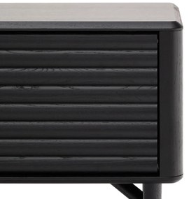 Kave Home Lenon Black Tv-meubel Met Ribbels Zwart Eiken - 200x35x55cm.