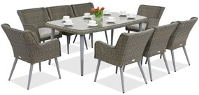 Exclusieve dining tuinset van kunststof rotan Córdoba voor 8 personen Garden Point grijs