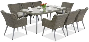 Exclusieve dining tuinset van kunststof rotan Córdoba voor 8 personen Garden Point grijs