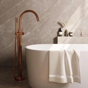 BRAUER Stripe Vrijstaande Badmengkraan - SET 01 - staaf handdouche - doucheslang - koper geborsteld PVD 5-GK-337