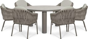 Tuinset Ronde Tuintafel 6 personen 150 cm Rope Taupe  Santika Furniture Santika