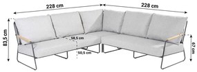 Hoek loungeset 5 personen Aluminium Grijs  4 Seasons Outdoor Balade