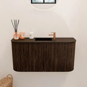 Mondiaz Joya 85cm toiletmeubel ronding links/rechts walnut met wastafel faye midden 1 kraangat urban